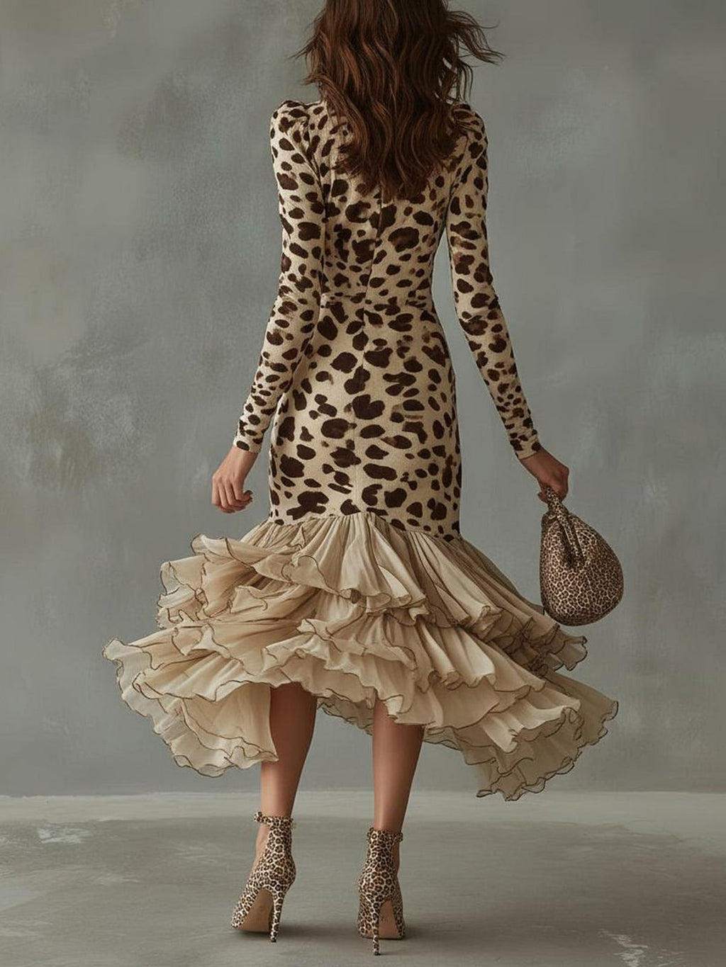 Carmen · Vestido con estampado animal y volantes
