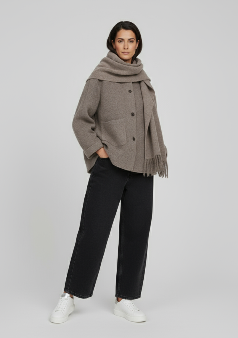 Abrigo Elegante con Bufanda - Kenia Store
