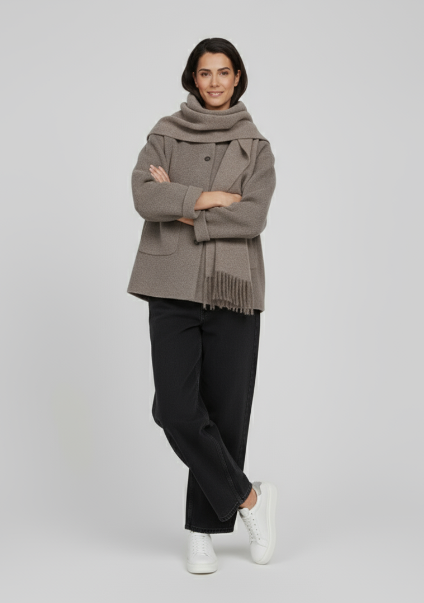 Abrigo Elegante con Bufanda - Kenia Store