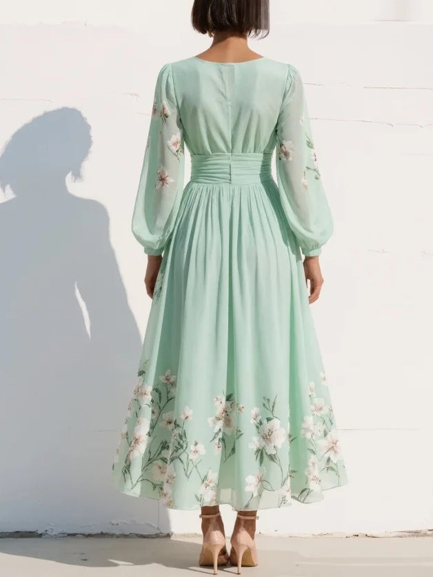 Serafina – vestido plisado con escote en V