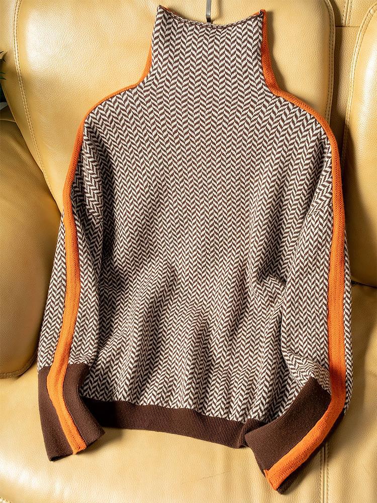 Lucía | Jersey de cuello alto con rayas en contraste