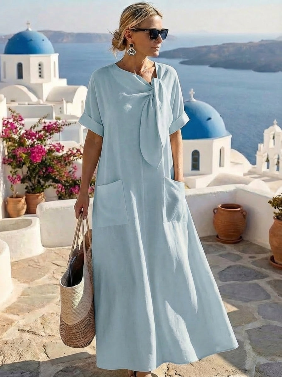 Flor  Vestido Elegante con Bolsillos