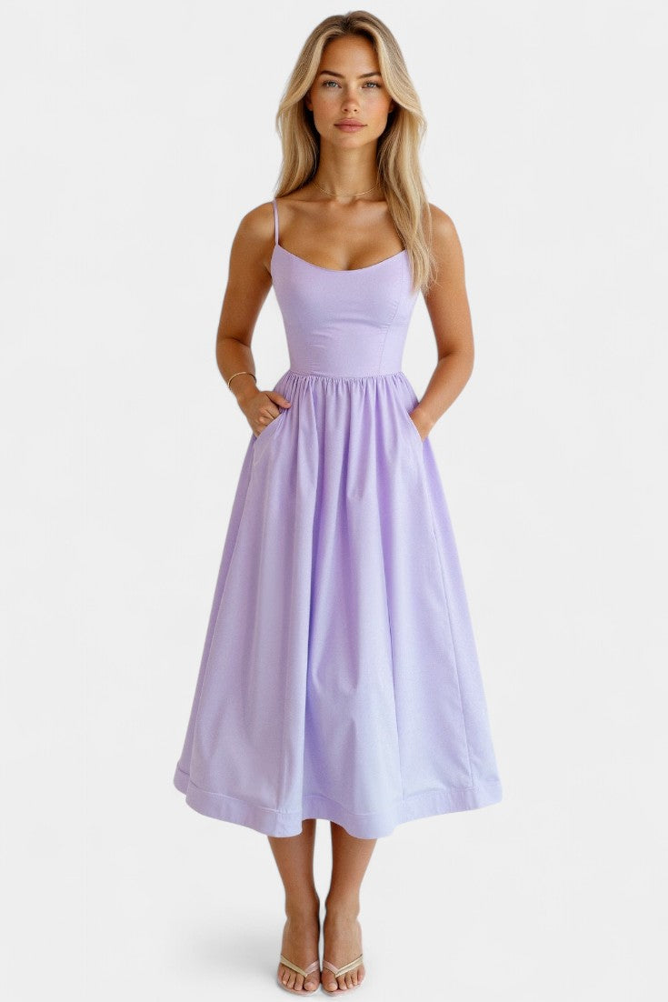 Gota Mar Vestido Midi Sin Mangas de Caída Ligera