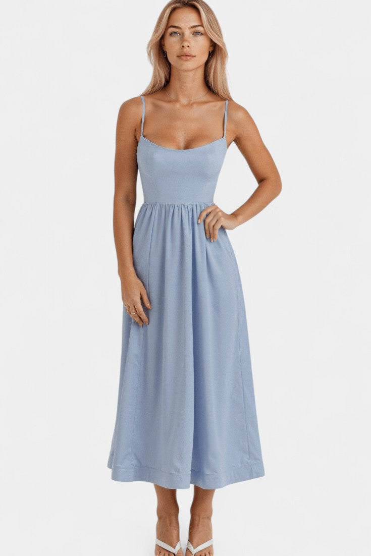 Gota Mar Vestido Midi Sin Mangas de Caída Ligera