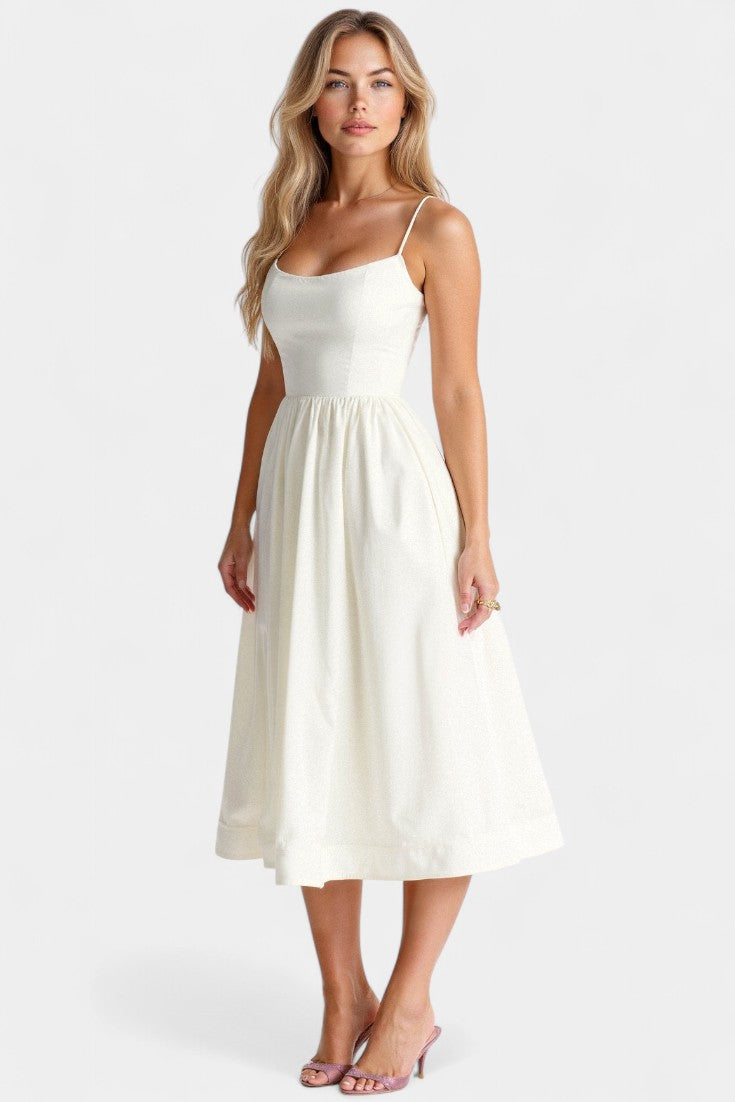 Gota Mar Vestido Midi Sin Mangas de Caída Ligera