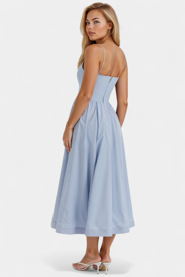 Gota Mar Vestido Midi Sin Mangas de Caída Ligera