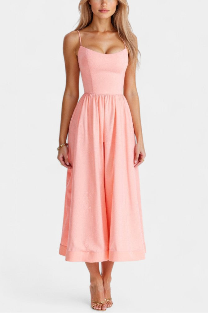 Gota Mar Vestido Midi Sin Mangas de Caída Ligera