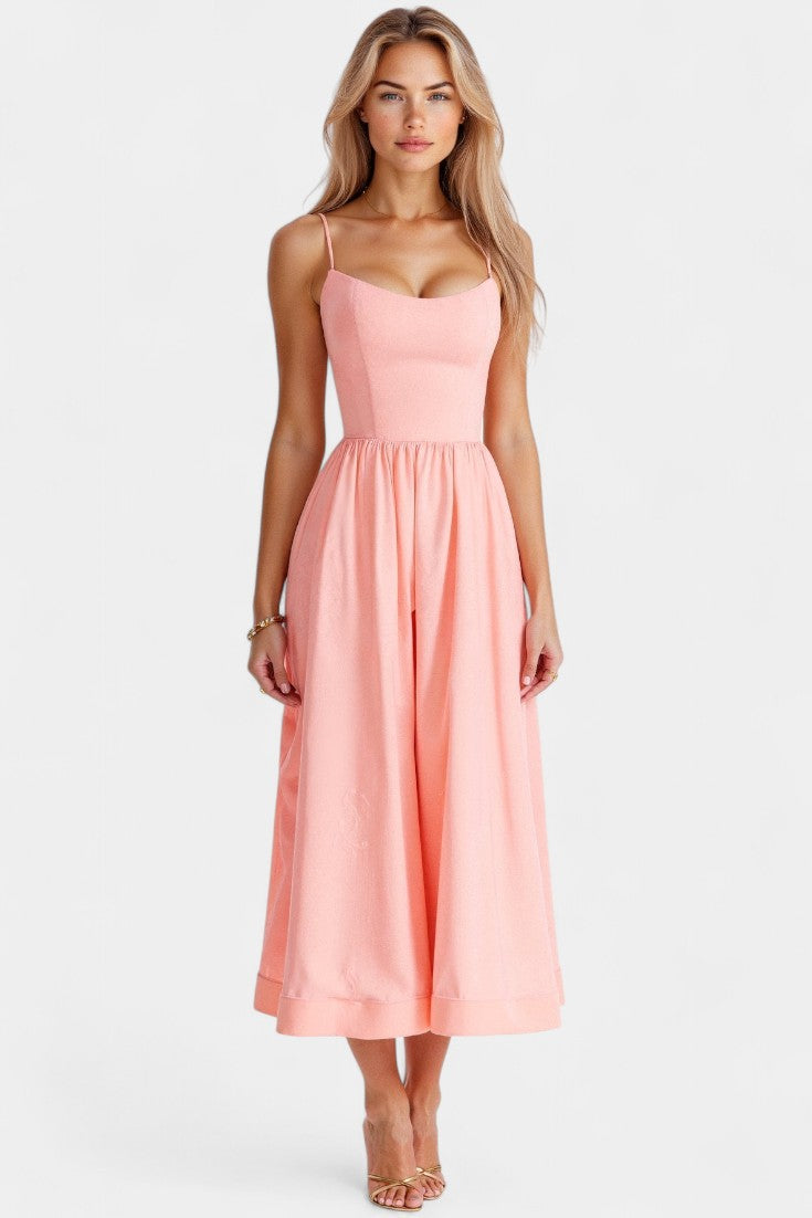 Gota Mar Vestido Midi Sin Mangas de Caída Ligera